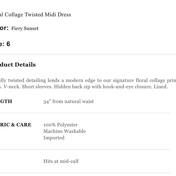 Ann Taylor Floral Collage Twisted Midi Dress NWT $229 Size 6 GORGEOUS Whimsical - Picture 4 of 13